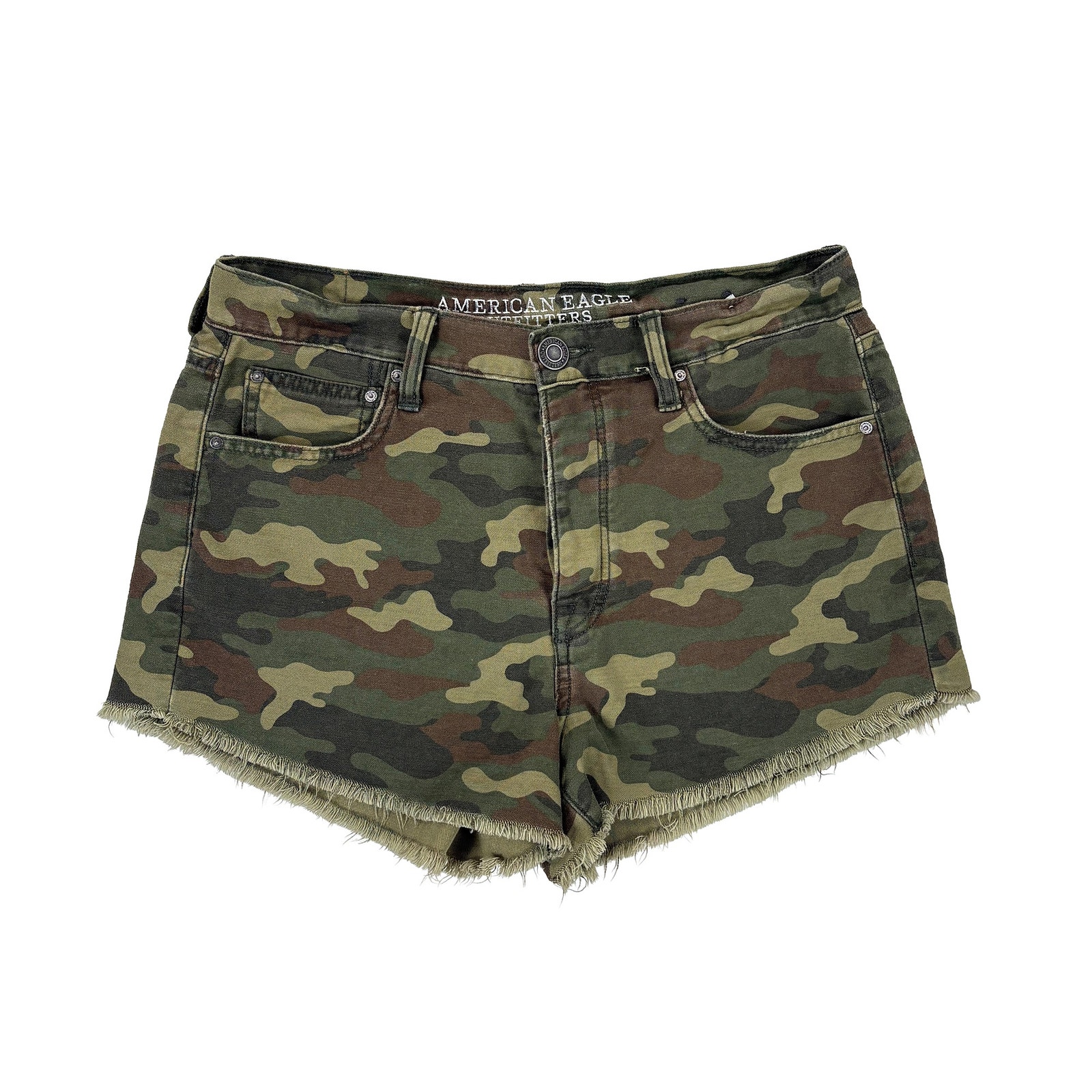 American Eagle Camo 2.5" Festival Shorts Womens 8 High Rise Cutoff Summer Ae
